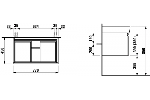 Тумба с раковиной Laufen Pro A 4 4.8306.2.095.463.1+1395.6 белый