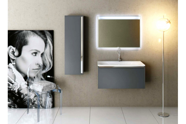 Шкаф-пенал La Beaute Lot 40 graphite подвесной, с дверками, с доводчиками