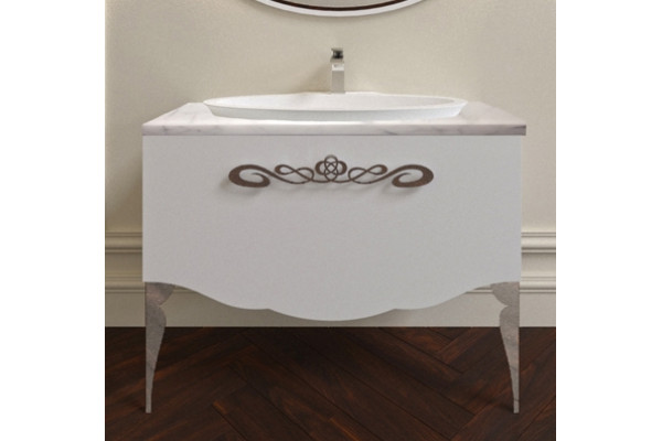Тумба для комплекта La Beaute Charante 100 белая со столешницей bianco statuaretto, хром, с ящиками, с доводчиками