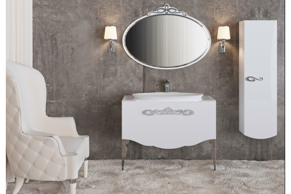 Зеркало La Beaute Charante 100 белое, декор хром, овальное