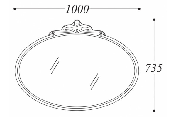 Зеркало La Beaute Charante 100 черное, декор хром, овальное