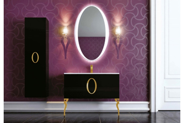 Тумба с раковиной La Beaute Gard 90 черная, фурнитура золото, с ящиками, с доводчиками