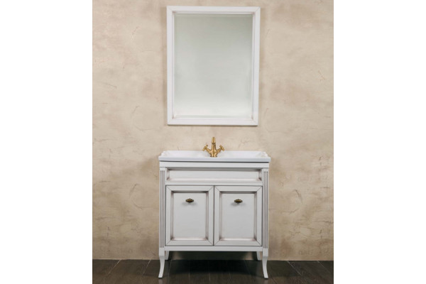 Мебель для ванной La Beaute Classic Vivien Porta 80 белый с патиной, фурнитура бронза, напольная, с дверками