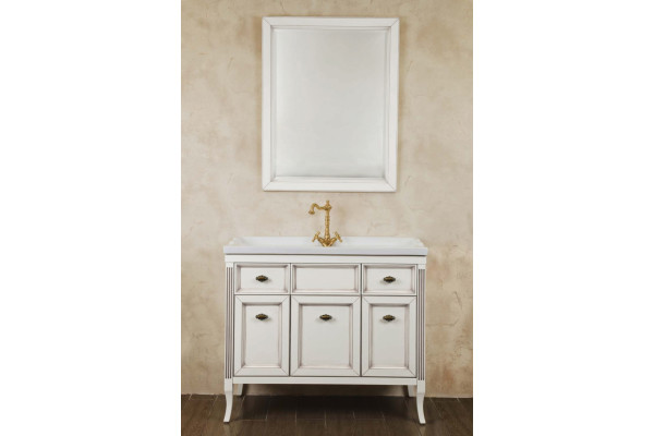 Зеркало La Beaute Classic Vivien 75 белый с патиной, прямоугольное,  в стиле ретро