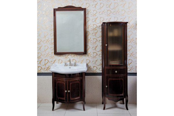 Шкаф-пенал La Beaute Classic Lorette темное дерево глянец, матовое стекло, серебро R, напольный, правый