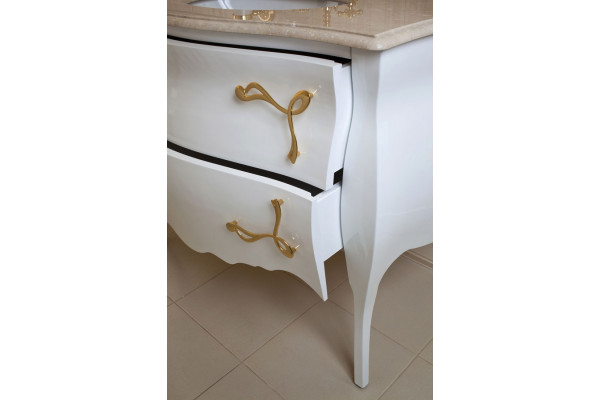 Мебель для ванной La Beaute Classic Holly белый глянец, фурнитура золото, напольная, с ящиками