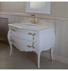 Тумба для комплекта La Beaute Classic Holly белый глянец, фурнитура золото, напольная, с ящиками