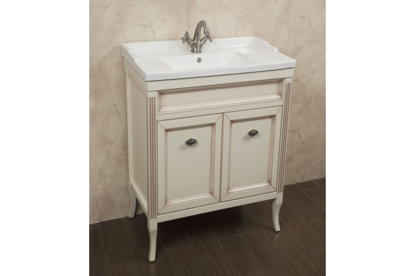 Тумба для комплекта La Beaute Classic Vivien Porta 70 слоновая кость с патиной, фурнитура серебро, напольная, с дверками