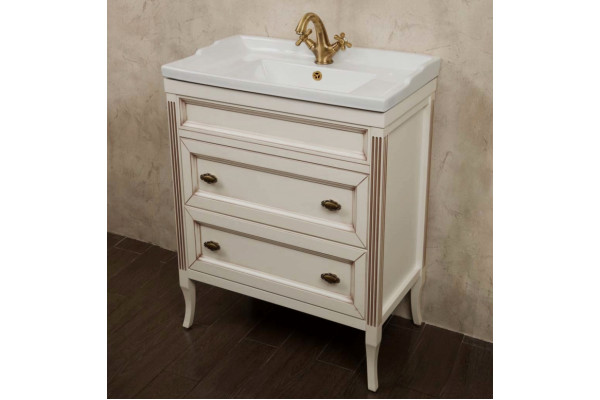 Тумба для комплекта La Beaute Classic Vivien Сassetto 70 слоновая кость с патиной, фурнитура бронза, напольная, с ящиками