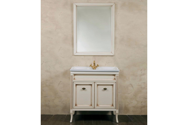 Мебель для ванной La Beaute Classic Vivien Porta 80 слоновая кость с патиной, фурнитура бронза, напольная, с дверками