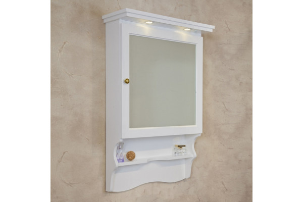 Зеркало-шкаф La Beaute Classic Lorette 75 белый матовый, фурнитура бронза, правое, с полками