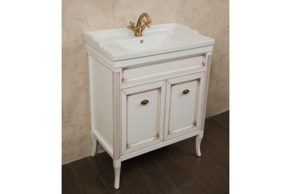 Мебель для ванной La Beaute Classic Vivien Porta 70 белый с патиной, фурнитура бронза, напольная, с дверками