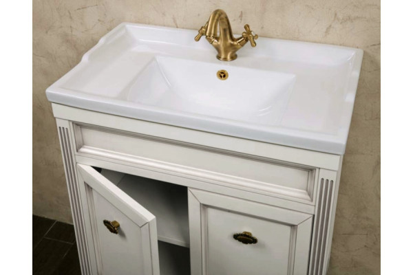 Тумба для комплекта La Beaute Classic Vivien Porta 70 белый с патиной, фурнитура бронза, напольная, с дверками