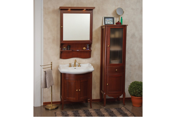 Зеркало-шкаф La Beaute Classic Lorette 75 орех матовый, фурнитура бронза, правое, с полками