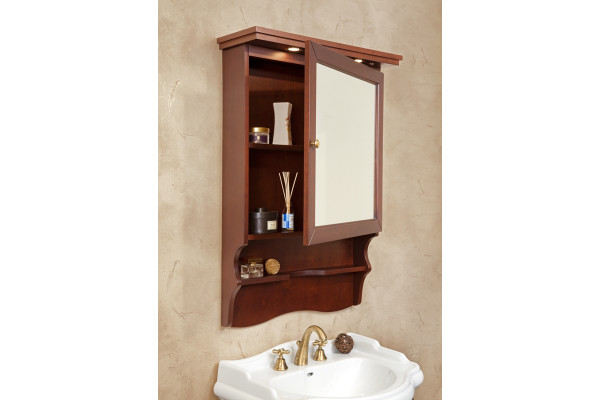 Зеркало-шкаф La Beaute Classic Lorette 75 орех матовый, фурнитура бронза, правое, с полками
