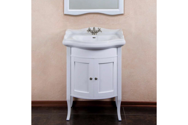 Тумба для комплекта La Beaute Classic Lorette 65 белый матовый, фурнитура серебро, напольная, с дверками