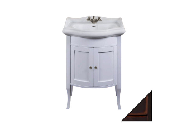 Тумба для комплекта La Beaute Classic Lorette 65 темное дерево глянец, фурнитура серебро, напольная, с дверками