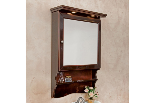 Зеркало-шкаф La Beaute Classic Lorette 75 темное дерево глянец, фурнитура серебро, правое, с полками