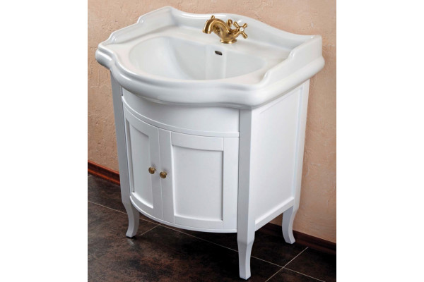 Тумба для комплекта La Beaute Classic Lorette 70 белый матовый, фурнитура бронза, напольная, с дверками
