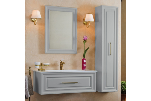 Мебель для ванной La Beaute Classic Cornelia 100 серый шелк матовый, фурнитура бронза, подвесная, с ящиками