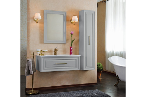 Мебель для ванной La Beaute Classic Cornelia 100 серый шелк матовый, фурнитура бронза, подвесная, с ящиками