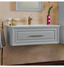 Тумба для комплекта La Beaute Classic Cornelia 100 серый шелк матовый, фурнитура бронза, подвесная, с ящиками