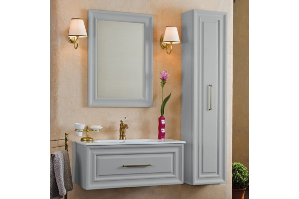 Мебель для ванной La Beaute Classic Cornelia 85 серый шелк матовый, фурнитура бронза, подвесная, с ящиками
