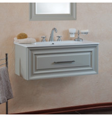 Тумба для комплекта La Beaute Classic Cornelia 85 серый шелк матовый, фурнитура серебро, подвесная, с ящиками