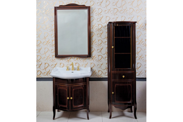 Мебель для ванной La Beaute Classic Lorette 70 темное дерево глянец, фурнитура золото, напольная, с дверками