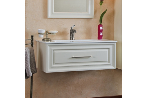 Тумба для комплекта La Beaute Classic Cornelia 100 слоновая кость матовый, фурнитура серебро, подвесная, с ящиками