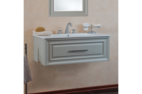 Мебель для ванной La Beaute Classic Cornelia 100 серый шелк матовый, фурнитура серебро, подвесная, с ящиками