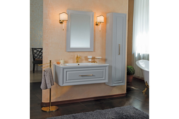 Мебель для ванной La Beaute Classic Cornelia 100 серый шелк матовый, фурнитура золото, подвесная, с ящиками