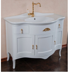 Тумба для комплекта La Beaute Classic Nora белый глянец, фурнитура золото, напольная, с доводчиками