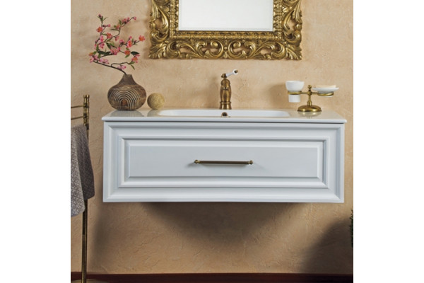 Тумба для комплекта La Beaute Classic Cornelia 100 белый матовый, фурнитура бронза, подвесная, с ящиками