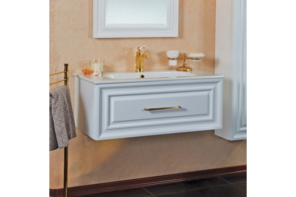 Тумба для комплекта La Beaute Classic Cornelia 100 белый матовый, фурнитура золото, подвесная, с ящиками