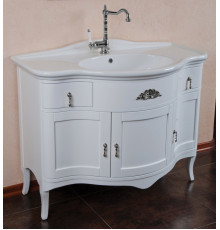 Тумба для комплекта La Beaute Classic Nora белый глянец, фурнитура серебро, напольная, с доводчиками