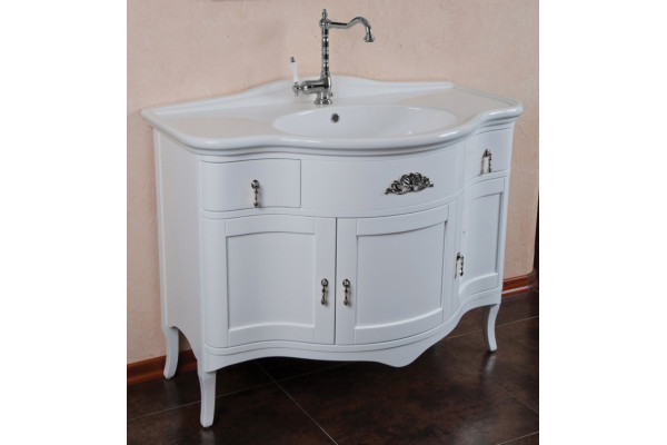 Тумба для комплекта La Beaute Classic Nora белый глянец, фурнитура серебро, напольная, с доводчиками