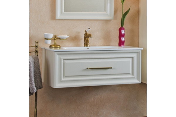 Тумба для комплекта La Beaute Classic Cornelia 100 слоновая кость матовый, фурнитура бронза, подвесная, с ящиками