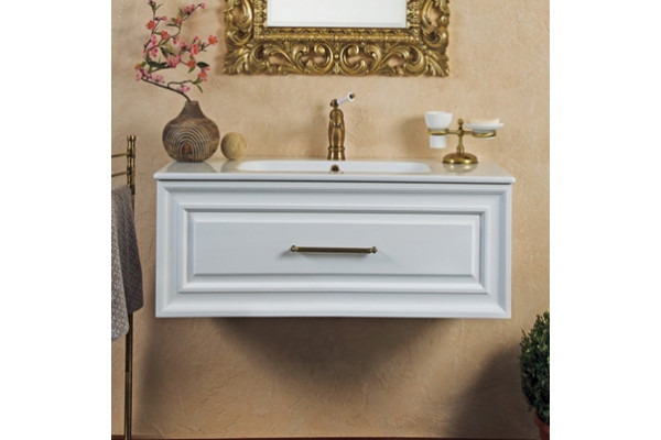 Тумба для комплекта La Beaute Classic Cornelia 85 белый матовый, фурнитура бронза, подвесная, с ящиками