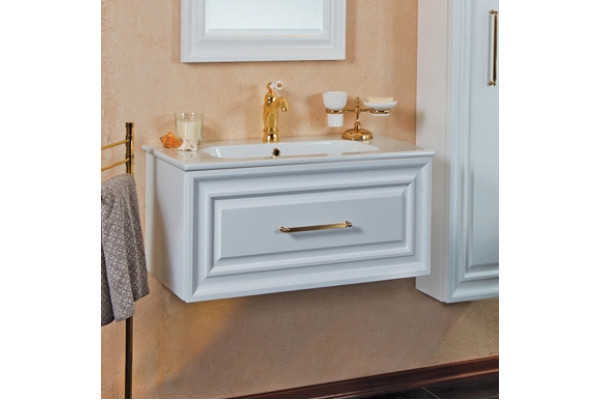 Тумба для комплекта La Beaute Classic Cornelia 85 белый матовый, фурнитура золото, подвесная, с ящиками