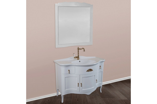 Тумба для комплекта La Beaute Classic Nora белый глянец, фурнитура бронза, напольная, с доводчиками