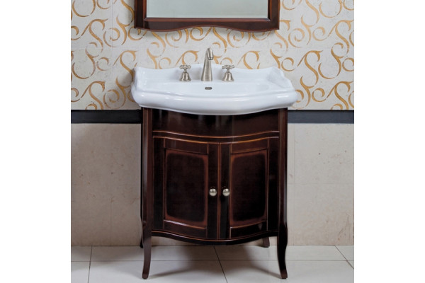 Тумба для комплекта La Beaute Classic Lorette 70 темное дерево глянец, фурнитура серебро, напольная, с дверками