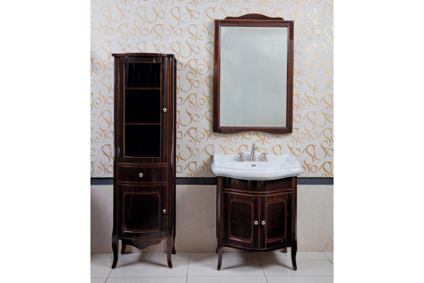 Тумба для комплекта La Beaute Classic Lorette 70 темное дерево глянец, фурнитура серебро, напольная, с дверками