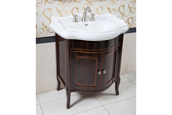 Тумба для комплекта La Beaute Classic Lorette 70 темное дерево глянец, фурнитура серебро, напольная, с дверками