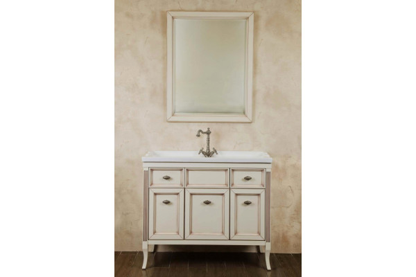 Тумба для комплекта La Beaute Classic Vivien 100 слоновая кость с патиной, фурнитура серебро, напольная, с доводчиками