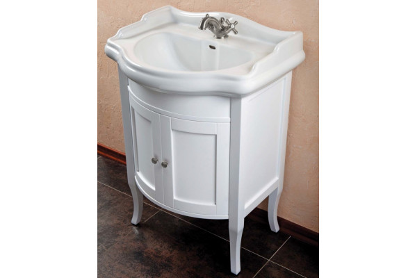 Тумба с раковиной La Beaute Classic Lorette 65 белый матовый, фурнитура серебро, напольная, с дверками