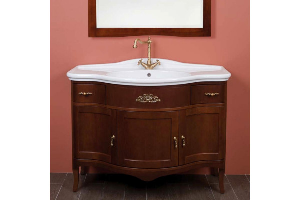 Тумба с раковиной La Beaute Classic Nora орех матовый, фурнитура бронза, напольная, с доводчиками