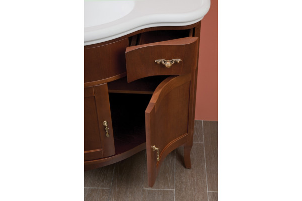 Тумба с раковиной La Beaute Classic Nora орех матовый, фурнитура бронза, напольная, с доводчиками