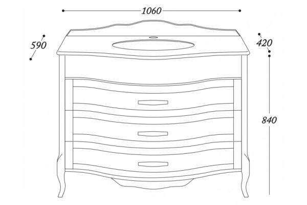 Тумба с раковиной La Beaute Classic Joanna M белый матовый, фурнитура бронза, напольная, с ящиками