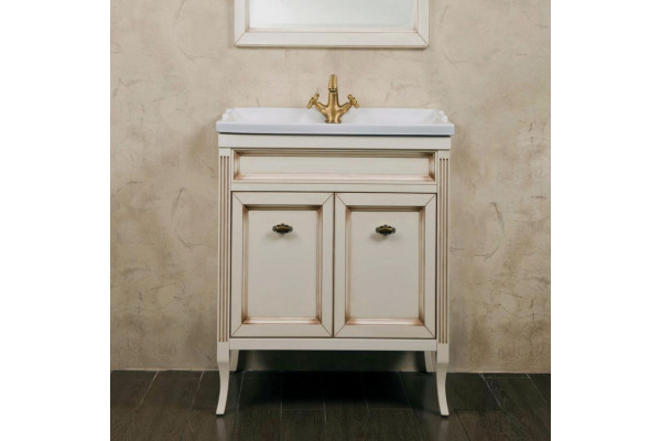 Тумба с раковиной La Beaute Classic Vivien Porta 70 слоновая кость с патиной, фурнитура бронза, напольная, с дверками